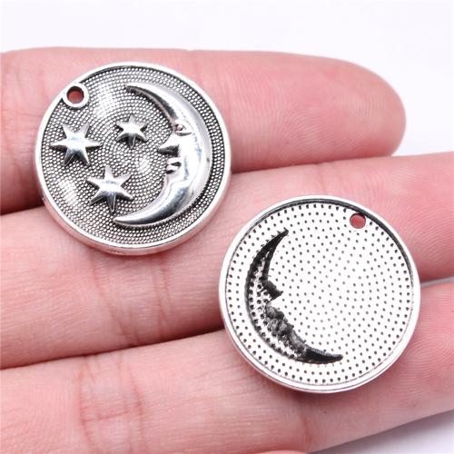 Tibetan Style Pendants, Moon and Star, antique silver color plated, DIY, 24x24mm, Sold By PC