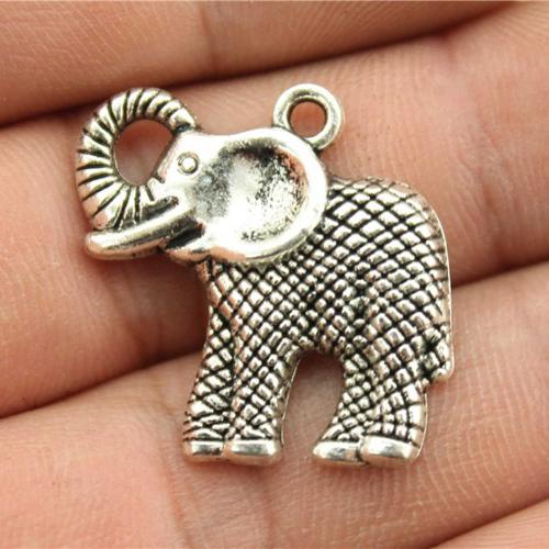 Tibetan Style Animal Pendants, Elephant, plated, DIY, more colors for choice, 25x25mm, Sold By PC