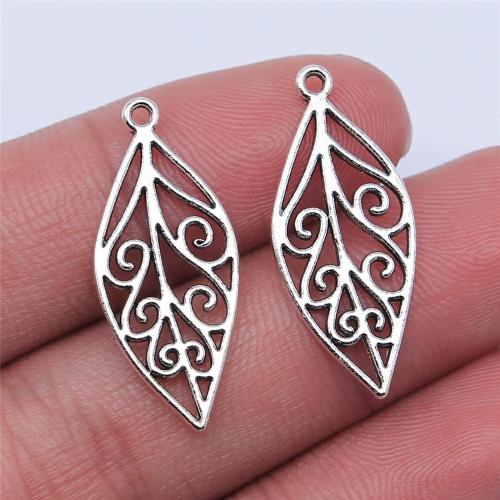 Tibetan Style Leaf Pendants, plated, DIY, more colors for choice, 28x12mm, Sold By PC