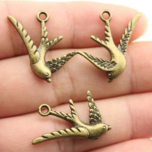 Tibetan Style Animal Pendants, swallow, plated, DIY, more colors for choice, 26x25mm, Sold By PC