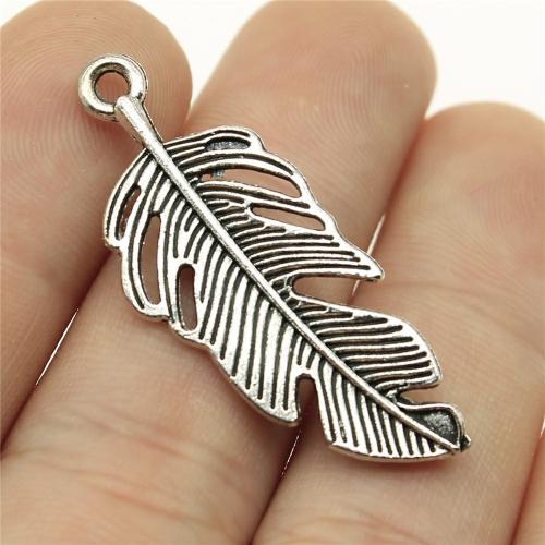 Tibetan Style Feather Pendants, plated, DIY, more colors for choice, 40x16mm, Sold By PC