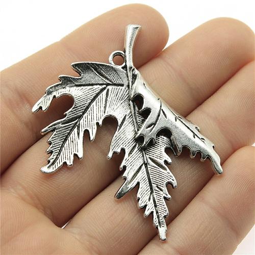Tibetan Style Leaf Pendants, plated, DIY, more colors for choice, 55x45mm, Sold By PC