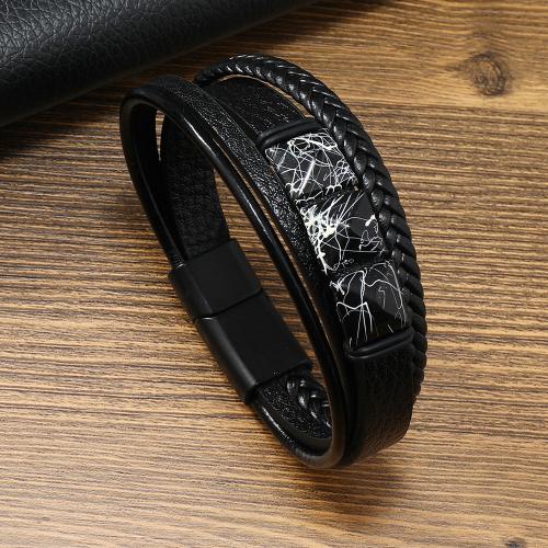 Leather Bracelet, handmade, multilayer & gothic style & for man, more colors for choice, Length:Approx 8.3 Inch, Sold By PC