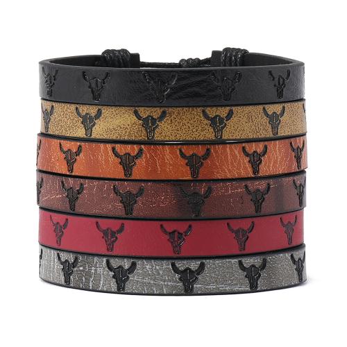 PU Leather Bracelet Set, with Wax Cord, handmade, vintage & Unisex & different styles for choice, 180x60mm, Sold By PC