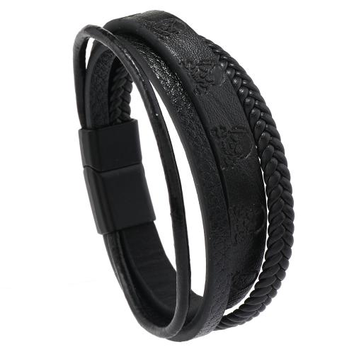 cuir PU bracelet, avec alliage de zinc, impression, multicouche & le style de punk & pour homme, plus de couleurs à choisir, Longueur:Environ 8.5-8.7 pouce, Vendu par PC