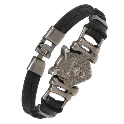 Leather Bracelet, with Tibetan Style, handmade, punk style & Unisex & different styles for choice, Length:Approx 8.26 Inch, Sold By PC