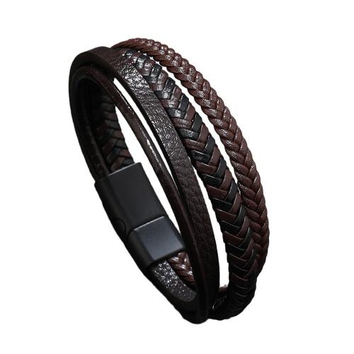 PU Leather Bracelet, handmade, multilayer & Unisex, Random Color, Length:Approx 8.26 Inch, Sold By PC