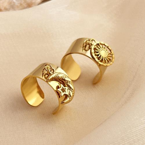 Stainless Steel Finger Ring 304 Stainless Steel with 201 Stainless Steel fashion jewelry & for woman golden Sold By PC