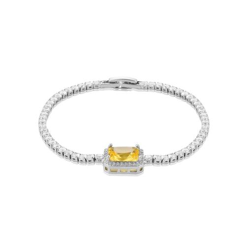 Bracelet cubique en laiton zircon pavent, bijoux de mode & pavé de micro zircon & pour femme, Longueur:Environ 19 cm, Vendu par PC