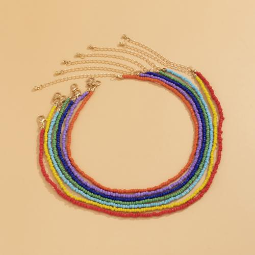 Glass Seed Beads Necklace Seedbead with 7cm extender chain fashion jewelry & multilayer & for woman Length Approx 35 cm Sold By PC