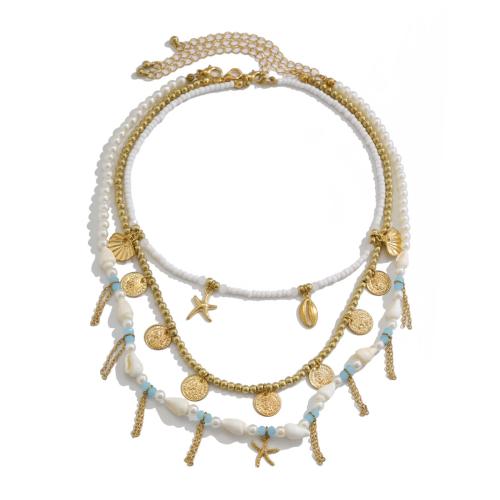 Seed verre collier de perles, Seedbead, avec plastique revêtu de cuivre & perle de plastique, bijoux de mode & multicouche & styles différents pour le choix & pour femme, plus de couleurs à choisir, Vendu par PC