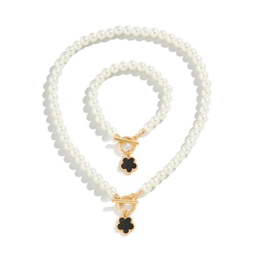Sets de Joyas, pulsera & collar, fundición, con Perlas plásticas, Joyería & diferentes estilos para la opción & para mujer, más colores para la opción, Vendido por Set