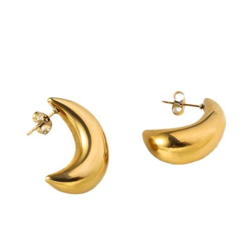 Stainless Steel Stud Earrings, 304 Stainless Steel, 18K gold plated, fashion jewelry & for woman, golden, 20x27mm, Sold By Pair