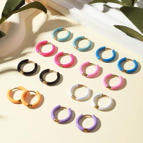 Stainless Steel Lever Back Earring, 304 Stainless Steel, fashion jewelry & for woman & enamel, more colors for choice, 16mm, Sold By Pair