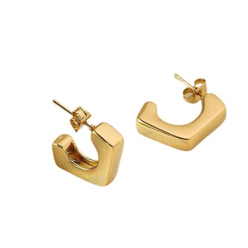 Stainless Steel Stud Earrings 304 Stainless Steel 18K gold plated fashion jewelry & for woman golden 20mm Sold By Pair