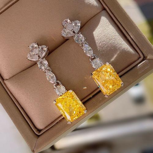 Cubic Zirconia Micro Pave Brass Earring, fashion jewelry & micro pave cubic zirconia & for woman, 36mm, Sold By Pair