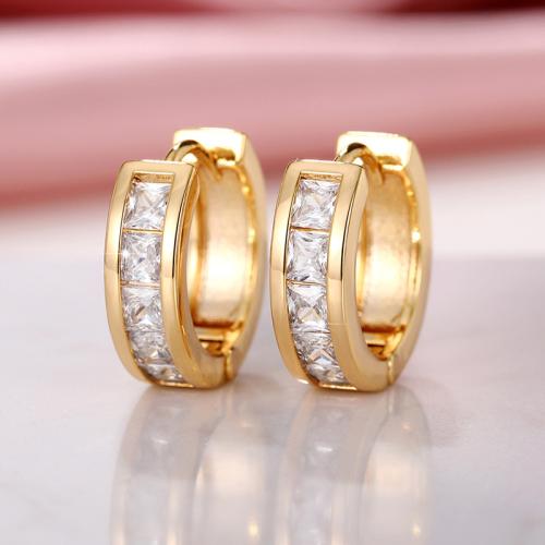 Cubic Zirconia Micro Pave Brass Earring, fashion jewelry & micro pave cubic zirconia & for woman, more colors for choice, 15x5mm, Sold By Pair