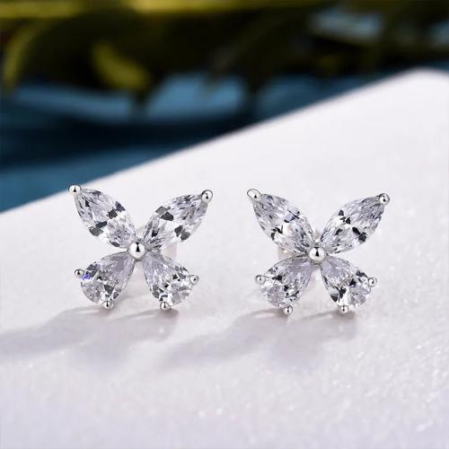 Cubic Zirconia Micro Pave Brass Earring, fashion jewelry & micro pave cubic zirconia & for woman, 15x12mm, Sold By Pair