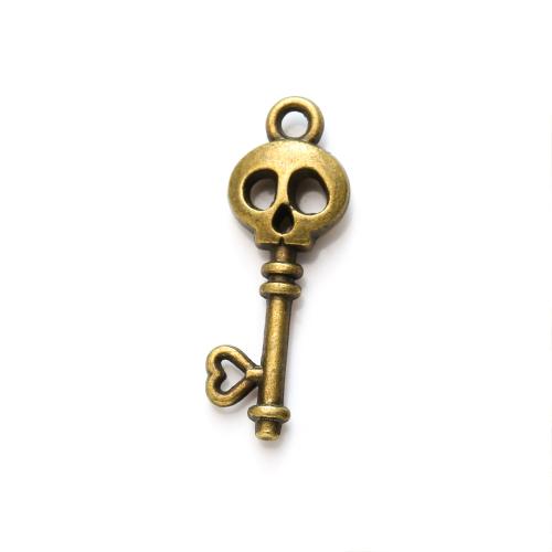 Tibetan Style Key Pendants, plated, DIY, more colors for choice, nickel, lead & cadmium free, 26x9mm, Approx 100PCs/Bag, Sold By Bag