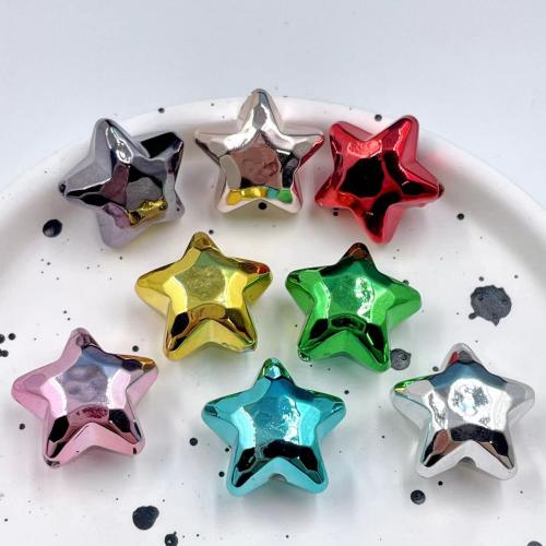 Plated Acrylic Beads, Star, UV plating, DIY, more colors for choice, 18x19mm, Hole:Approx 2.5mm, Approx 100PCs/Bag, Sold By Bag