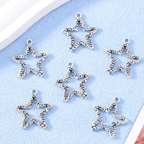 Tibetan Style Star Pendant, silver color plated, DIY, nickel, lead & cadmium free, 25x21mm, Approx 100PCs/Bag, Sold By Bag