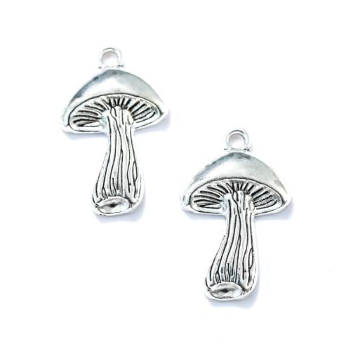 Tibetan Style Pendants, mushroom, silver color plated, DIY, nickel, lead & cadmium free, 40x30mm, Approx 100PCs/Bag, Sold By Bag
