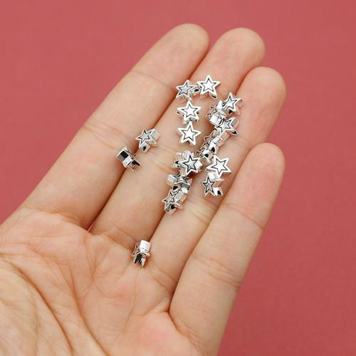Tibetan Style Jewelry Beads, Star, silver color plated, DIY, nickel, lead & cadmium free, 7x3mm, Hole:Approx 1mm, Approx 200PCs/Bag, Sold By Bag