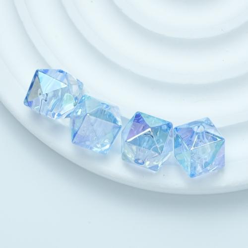 Plated Acrylic Beads, Square, UV plating, DIY & faceted, more colors for choice, 12mm, Approx 100PCs/Bag, Sold By Bag
