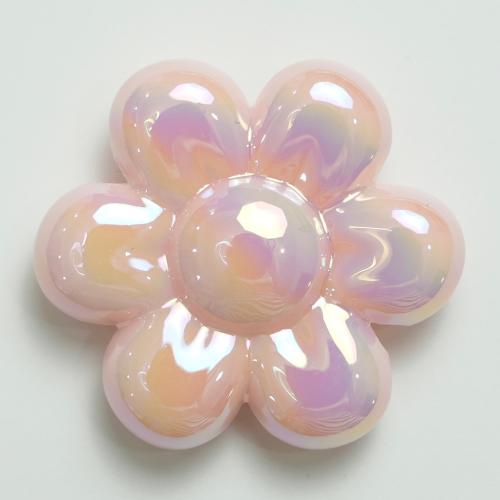 Plated Acrylic Beads, Flower, UV plating, DIY, more colors for choice, 32x10mm, Hole:Approx 2mm, Approx 100PCs/Bag, Sold By Bag