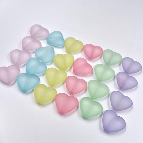 Perle acrylique, coeur, DIY, plus de couleurs à choisir, 24x21x9mm, Trou:Environ 3mm, Environ 100PC/sac, Vendu par sac