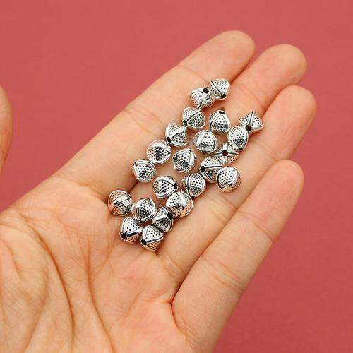 Perles intercalaires en alliage de zinc, Placage de couleur argentée, DIY, protéger l'environnement, sans nickel, plomb et cadmium, 6x7mm, Trou:Environ 1.5mm, Environ 200PC/sac, Vendu par sac