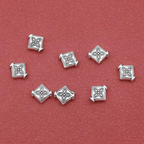 Tibetan Style Spacer Beads, Rhombus, silver color plated, DIY, nickel, lead & cadmium free, 10x9.50mm, Hole:Approx 1.5mm, Approx 200PCs/Bag, Sold By Bag