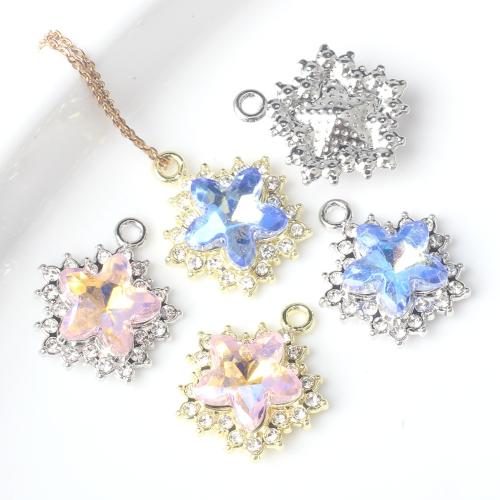 Tibetan Style Pendants, Snowflake, plated, DIY & micro pave cubic zirconia, more colors for choice, nickel, lead & cadmium free, 20x17mm, 100PCs/Bag, Sold By Bag