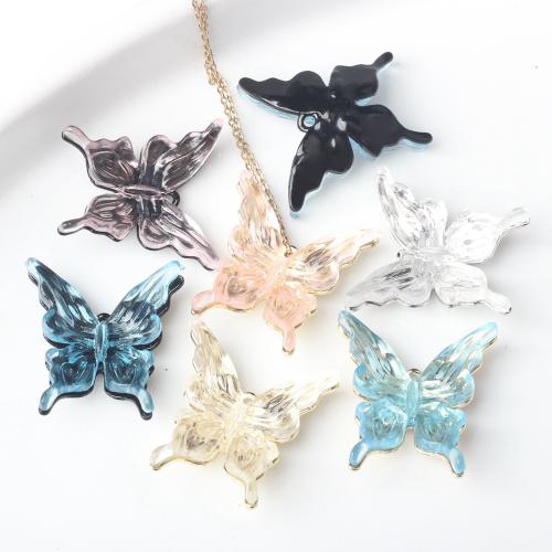 Resin Tibetan Style Pendants, with Resin, Butterfly, plated, DIY, more colors for choice, nickel, lead & cadmium free, 26x25mm, 100PCs/Bag, Sold By Bag