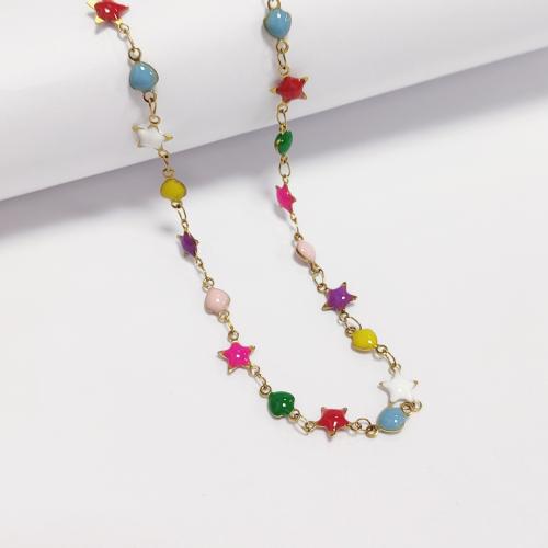Stainless Steel Jewelry Necklace, 304 Stainless Steel, with 5CM extender chain, gold color plated, for woman, multi-colored, Length:45 cm, Sold By PC