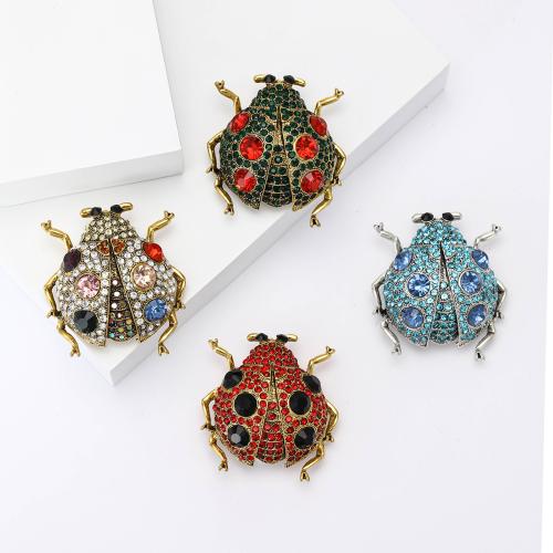 Tibetan Style Brooches, Insect, plated, for woman & with rhinestone, more colors for choice, nickel, lead & cadmium free, Sold By PC