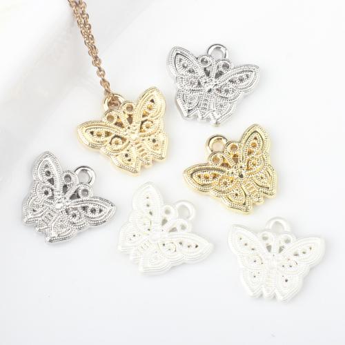Tibetan Style Animal Pendants, Butterfly, plated, DIY, more colors for choice, nickel, lead & cadmium free, 12x11mm, 100PCs/Bag, Sold By Bag