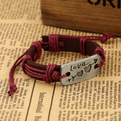 PU Leather Cord Bracelets, with Tibetan Style, fashion jewelry & Unisex, more colors for choice, strip is 1.2CM wide, 17CM long, and the drawstring is 9-10CM long, Sold By PC
