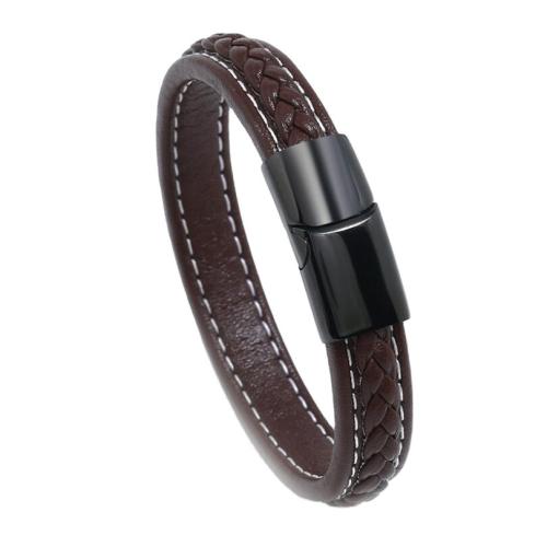 Bracelets cordon PU, cuir PU, avec Acier inoxydable 304, bijoux de mode & longueur différente pour le choix & unisexe, plus de couleurs à choisir, 11mm, Vendu par PC