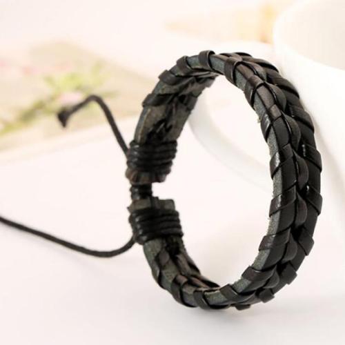 PU Leather Cord Bracelets, with Wax Cord, fashion jewelry & Unisex, more colors for choice, The length of the woven part is about 17CM, and the length of the drawing rope is 9-10CM, Sold By PC