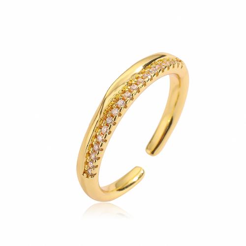 Cubic Zirconia Micro Pave Brass Ring, gold color plated, fashion jewelry & different designs for choice & micro pave cubic zirconia, golden, nickel, lead & cadmium free, Sold By PC