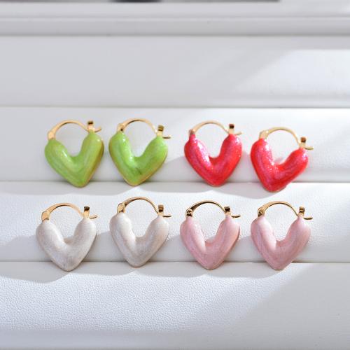 Brass Leverback Earring, Heart, plated, fashion jewelry & enamel, more colors for choice, nickel, lead & cadmium free, 17x20mm, Sold By Pair