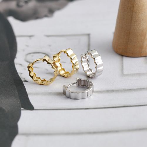 925 Sterling Silver Hoop Earrings, for woman, more colors for choice, 12.50x13mm, Sold By Pair