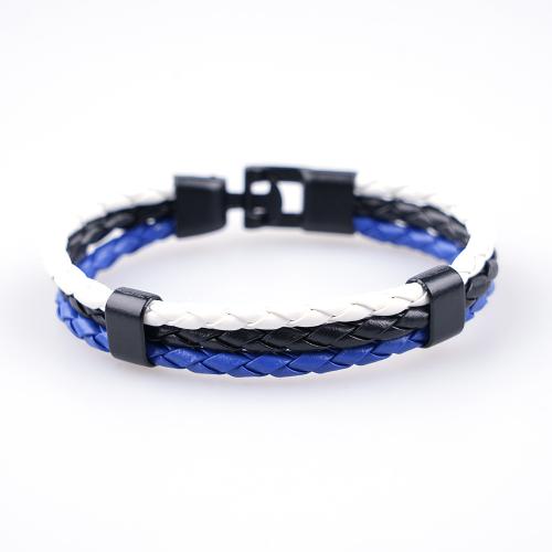 PU Leather Cord Bracelets, Tibetan Style, with PU Leather, Unisex, more colors for choice, Length:Approx 21 cm, Sold By PC