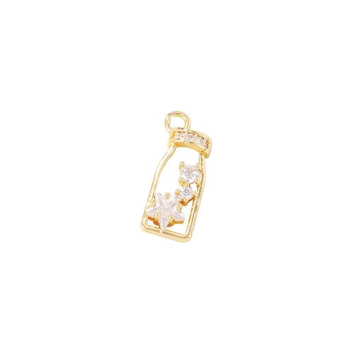 Cubic Zirconia Micro Pave Brass Pendant, real gold plated, DIY & micro pave cubic zirconia, golden, 12x6mm, Sold By PC