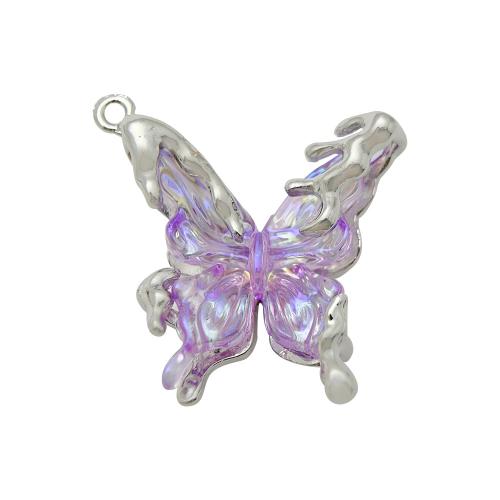 Tibetan Style Animal Pendants, with Acrylic, Butterfly, plated, DIY & different size for choice, more colors for choice, Sold By PC
