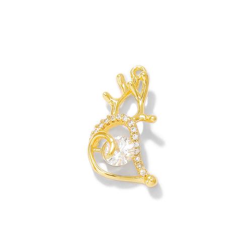 Cubic Zirconia Micro Pave Brass Pendant, real gold plated, DIY & micro pave cubic zirconia, golden, 10x16mm, Sold By PC