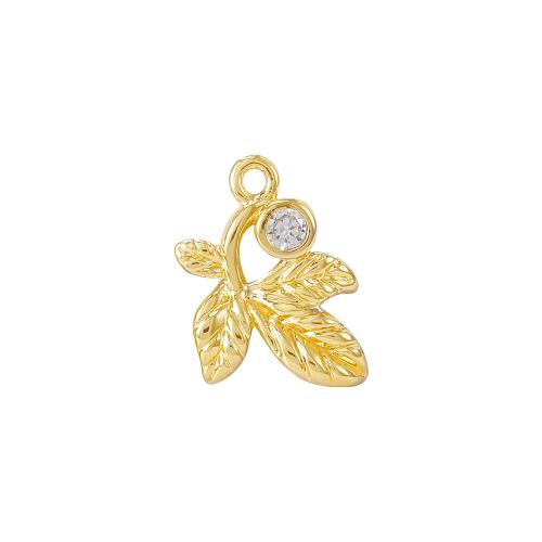 Cubic Zirconia Micro Pave Brass Pendant, real gold plated, DIY & micro pave cubic zirconia, golden, 8x14mm, Sold By PC