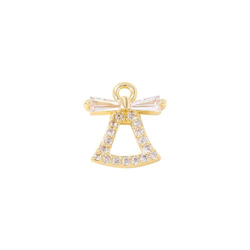 Cubic Zirconia Micro Pave Brass Pendant, real gold plated, DIY & micro pave cubic zirconia, golden, 9x10mm, Sold By PC