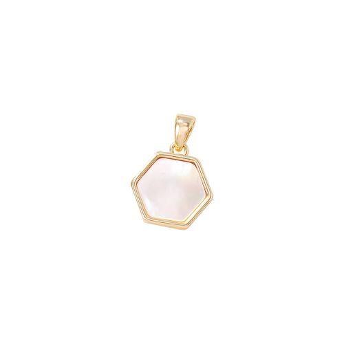 Brass Jewelry Pendants, with Shell, real gold plated, DIY, golden, 11x12.40mm, Sold By PC